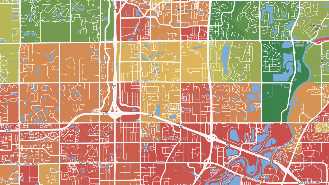 46280, IN Map of Drug-Related Crime Rates