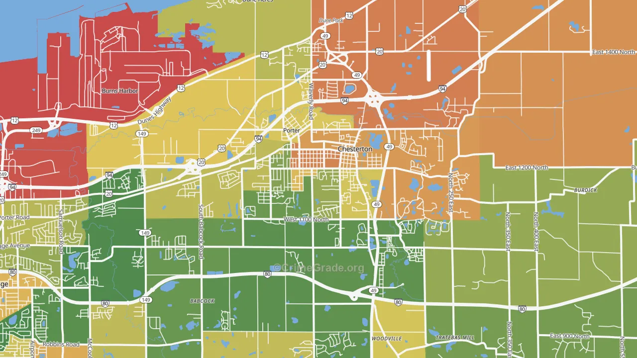 46304, IN Map of Drug-Related Crime Rates