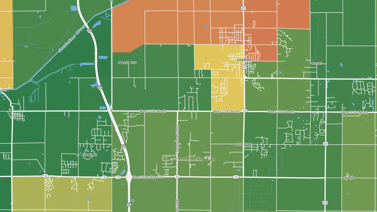 46310, IN Map of Drug-Related Crime Rates