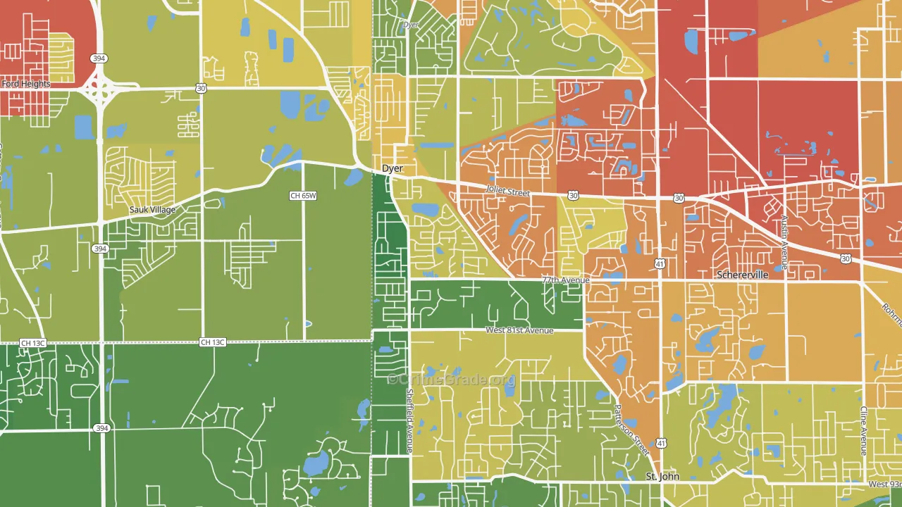 46311, IN Map of Drug-Related Crime Rates