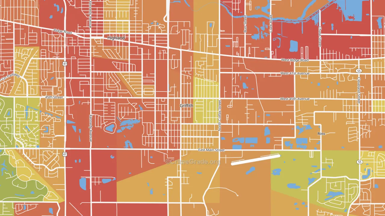 46319, IN Map of Drug-Related Crime Rates