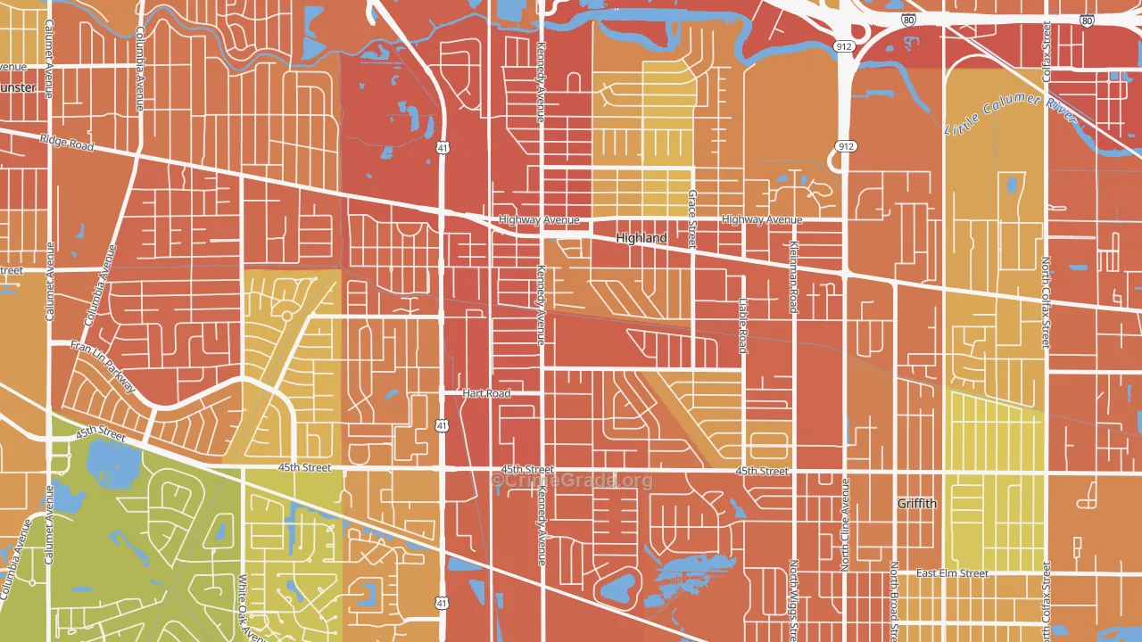 46322, IN Map of Drug-Related Crime Rates