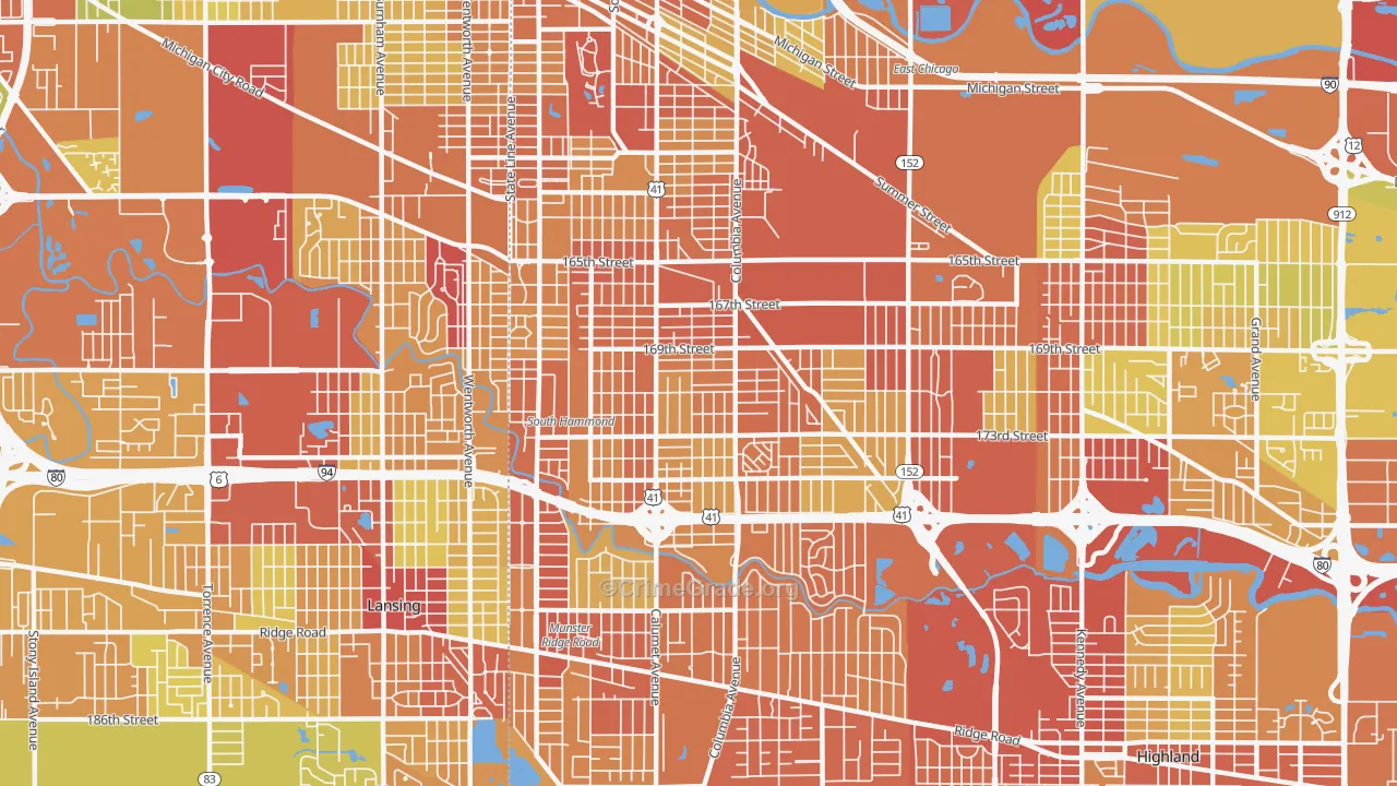 46324, IN Map of Drug-Related Crime Rates