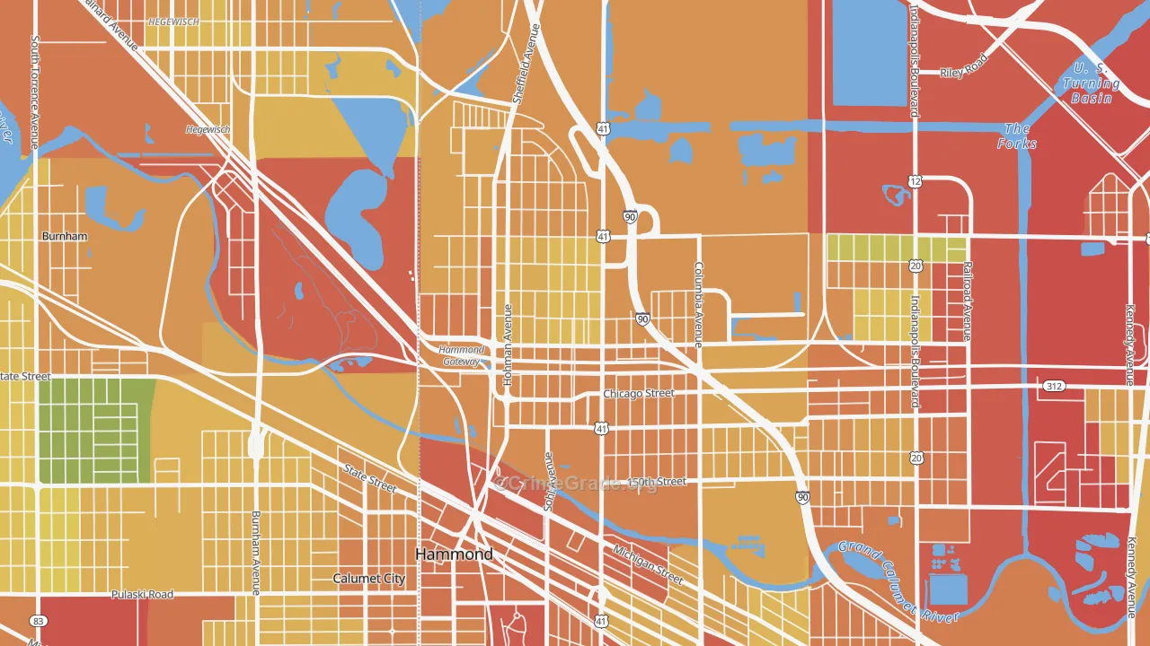 46327, IN Map of Drug-Related Crime Rates