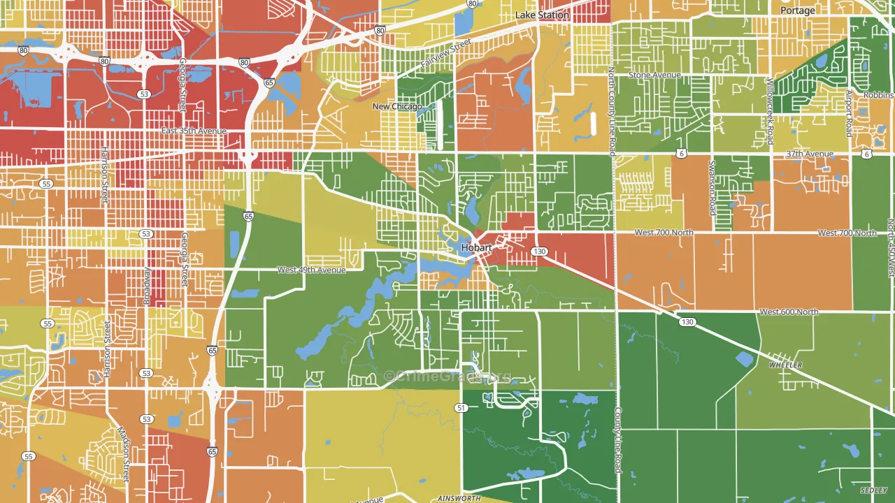 46342, IN Map of Drug-Related Crime Rates