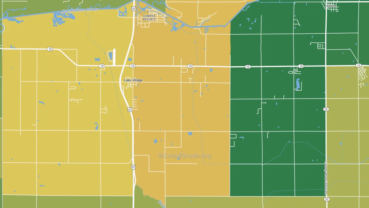46349, IN Map of Drug-Related Crime Rates