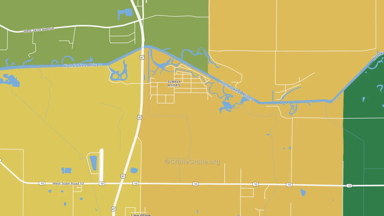 46379, IN Map of Drug-Related Crime Rates