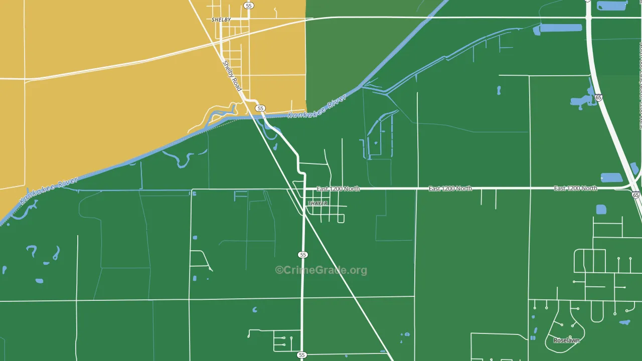 46381, IN Map of Drug-Related Crime Rates