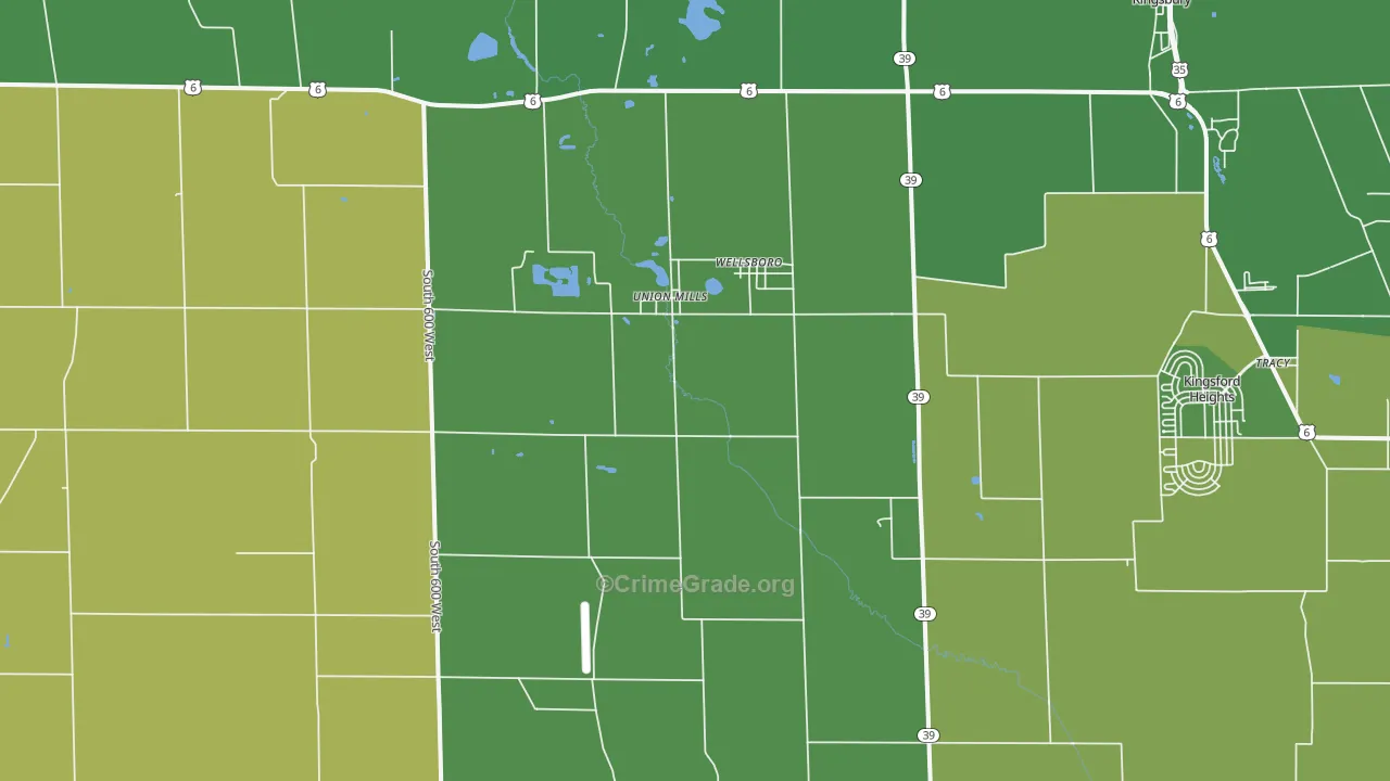 46382, IN Map of Drug-Related Crime Rates