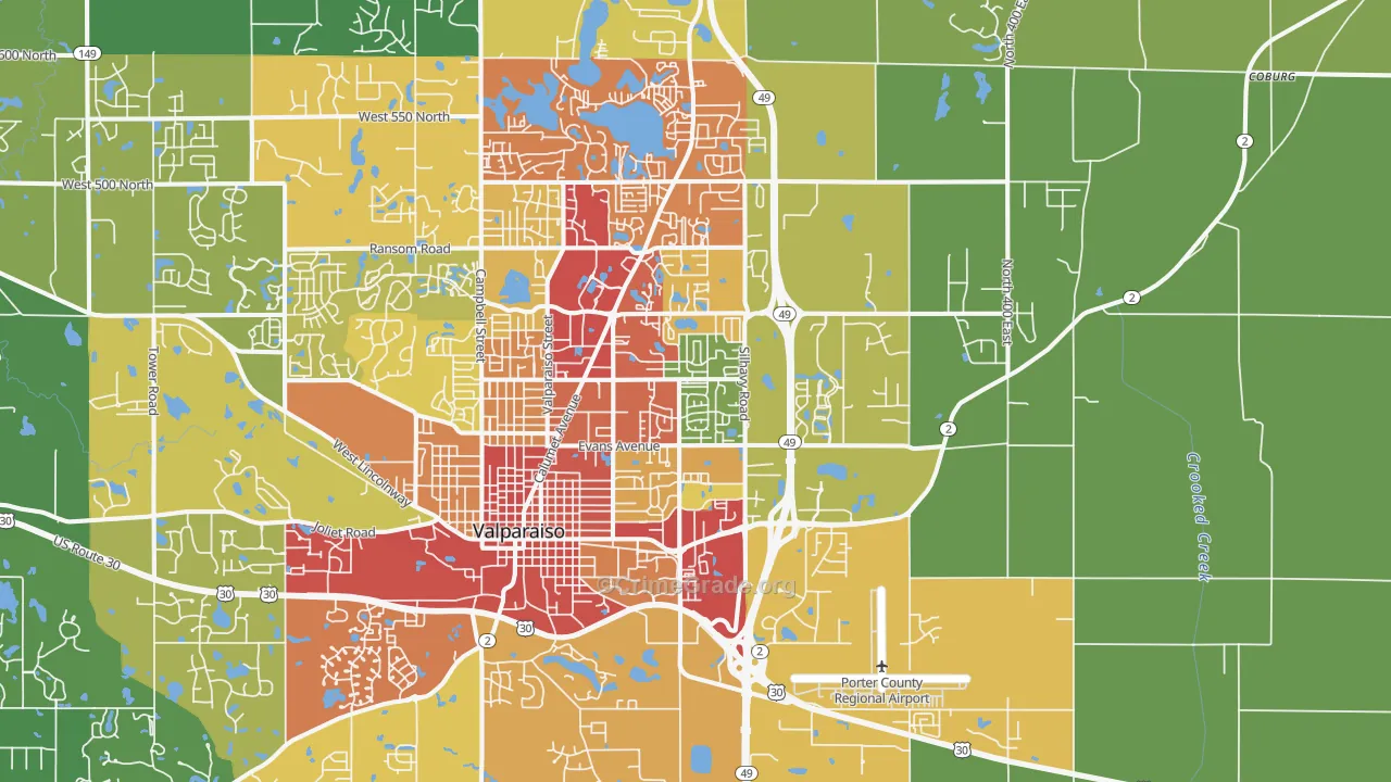 46383, IN Map of Drug-Related Crime Rates