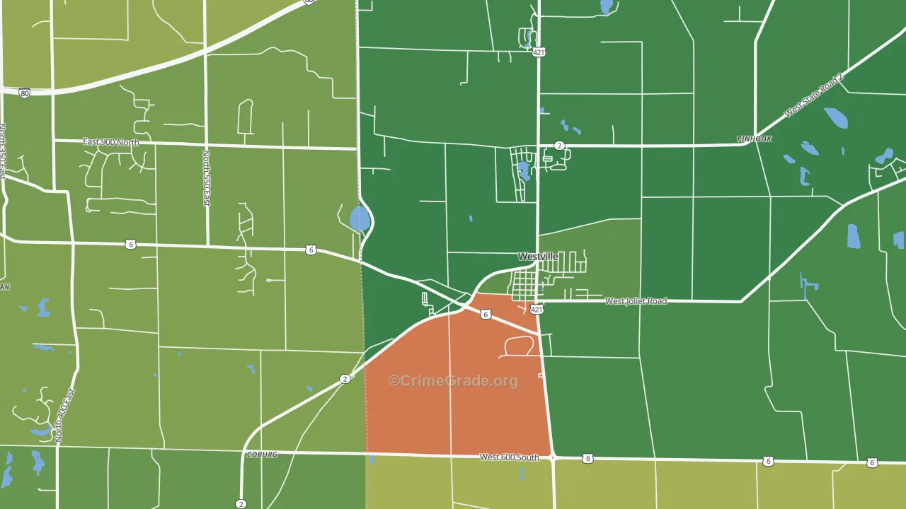 46391, IN Map of Drug-Related Crime Rates