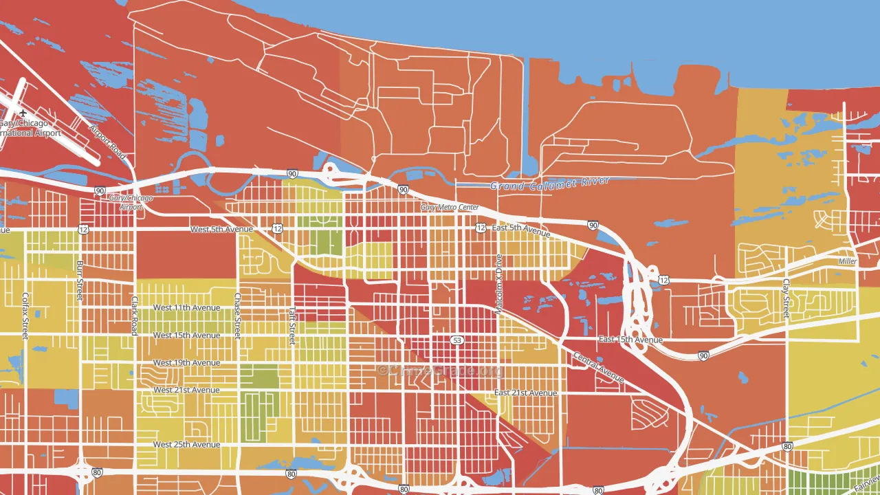 46402, IN Map of Drug-Related Crime Rates