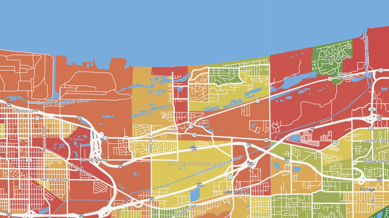 46403, IN Map of Drug-Related Crime Rates