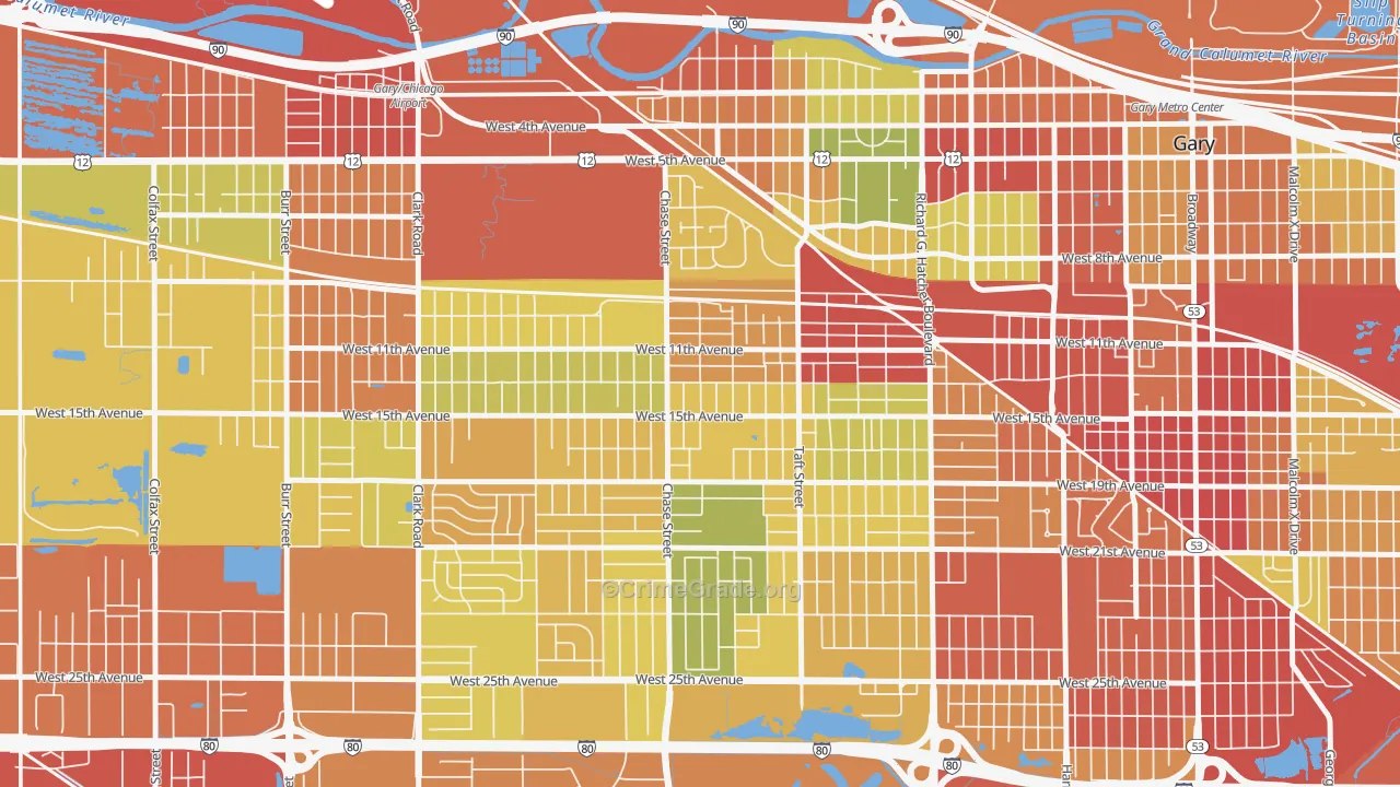 46404, IN Map of Drug-Related Crime Rates