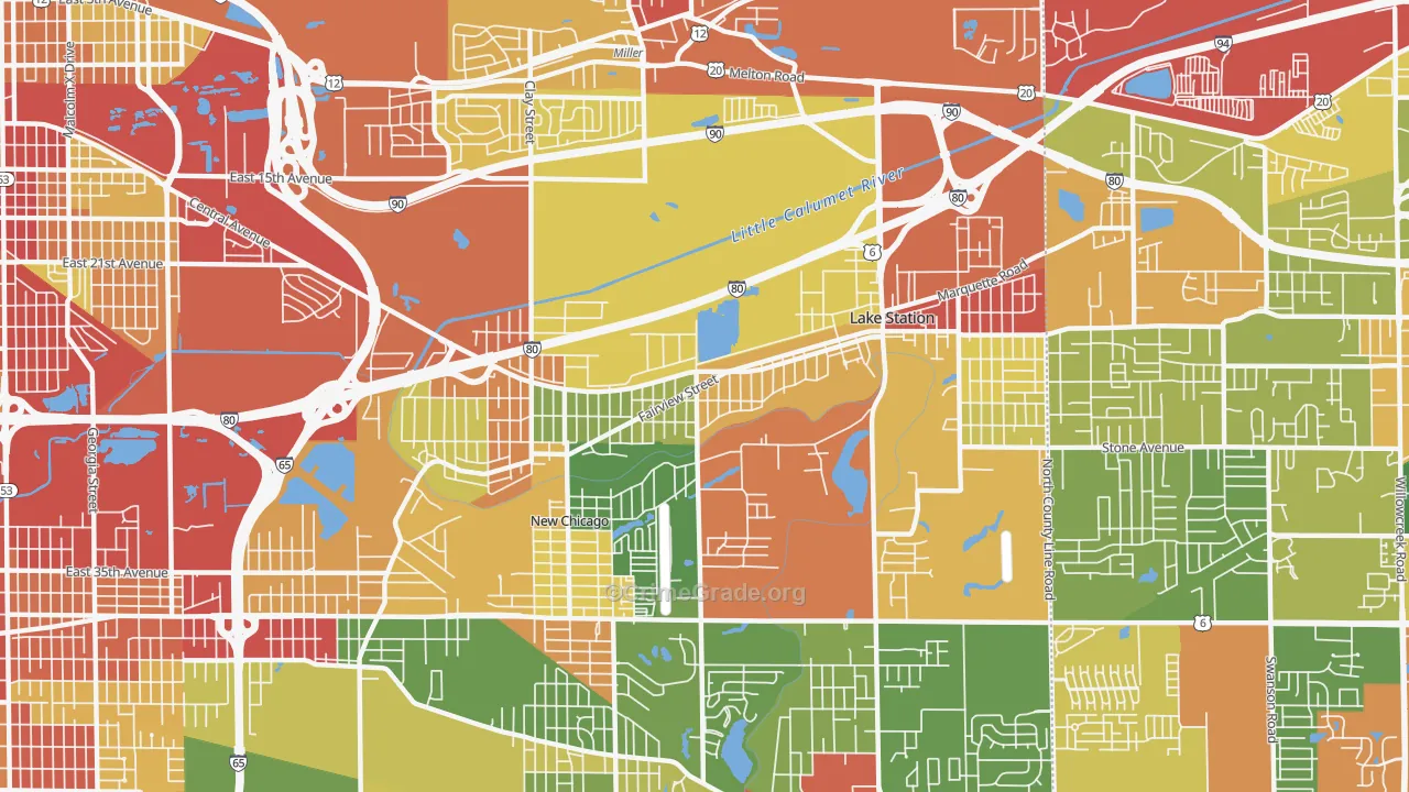 46405, IN Map of Drug-Related Crime Rates