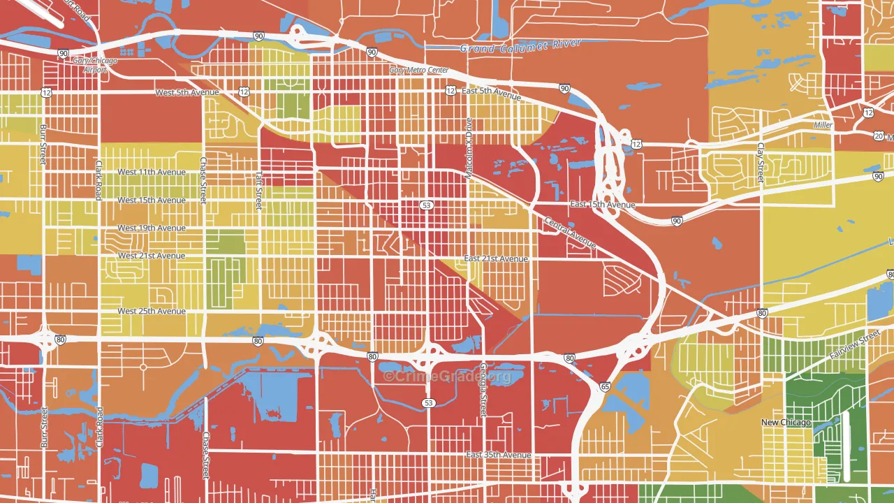 46407, IN Map of Drug-Related Crime Rates