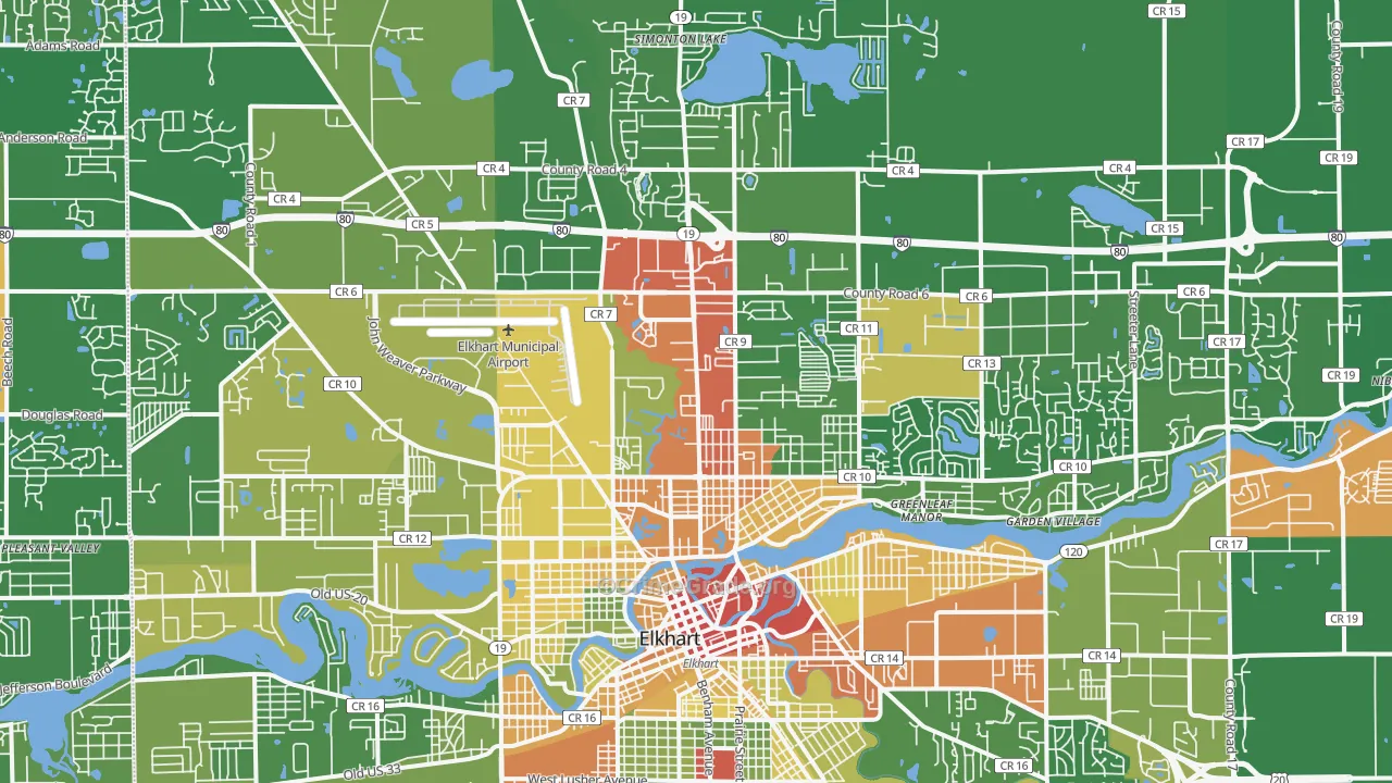 46514, IN Map of Drug-Related Crime Rates