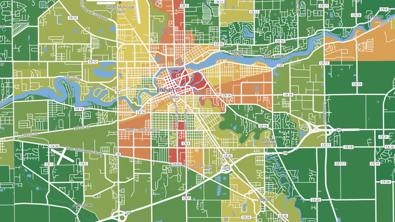46516, IN Map of Drug-Related Crime Rates