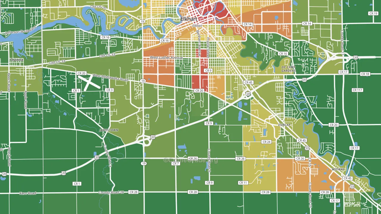 46517, IN Map of Drug-Related Crime Rates