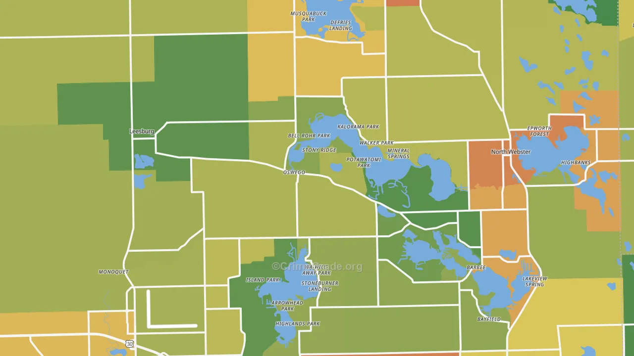 46538, IN Map of Drug-Related Crime Rates