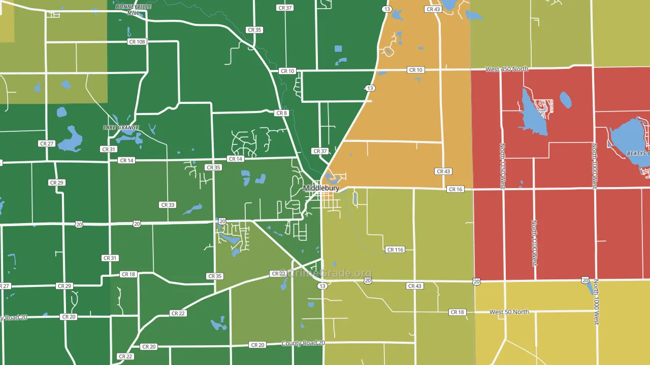 46540, IN Map of Drug-Related Crime Rates