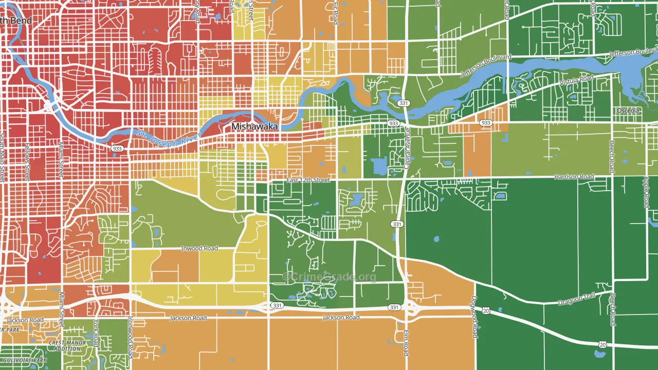 46544, IN Map of Drug-Related Crime Rates