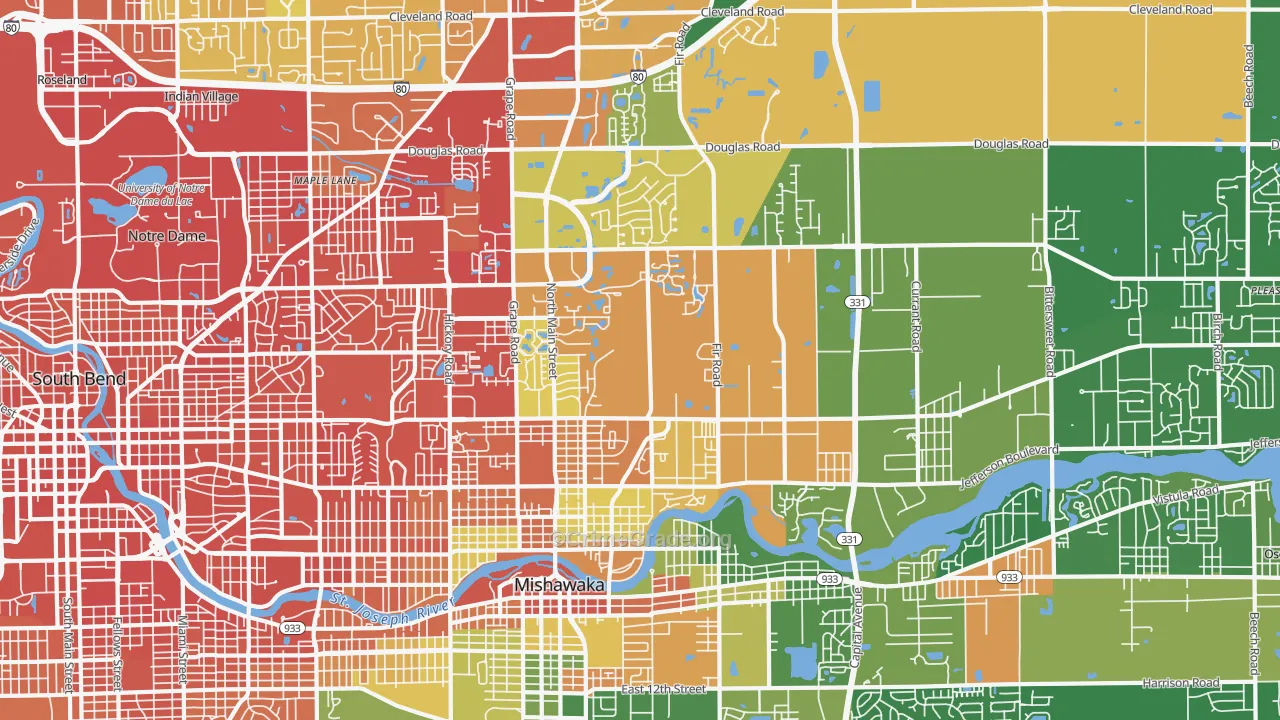 46545, IN Map of Drug-Related Crime Rates