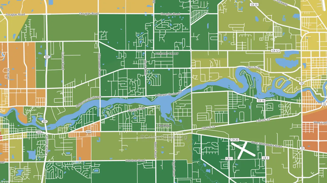 46561, IN Map of Drug-Related Crime Rates