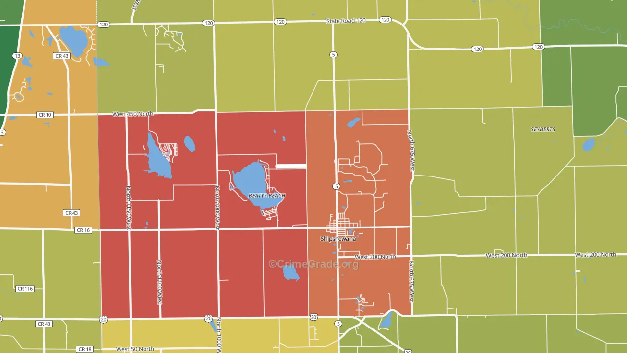 46565, IN Map of Drug-Related Crime Rates
