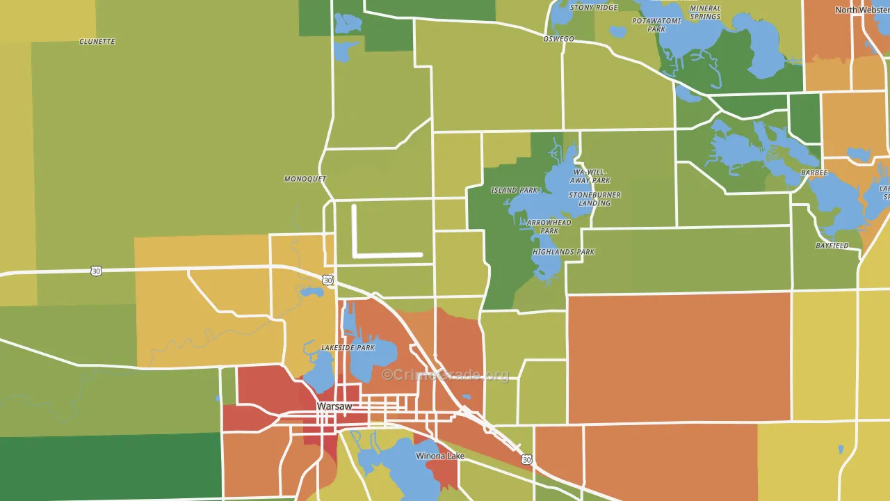 46582, IN Map of Drug-Related Crime Rates