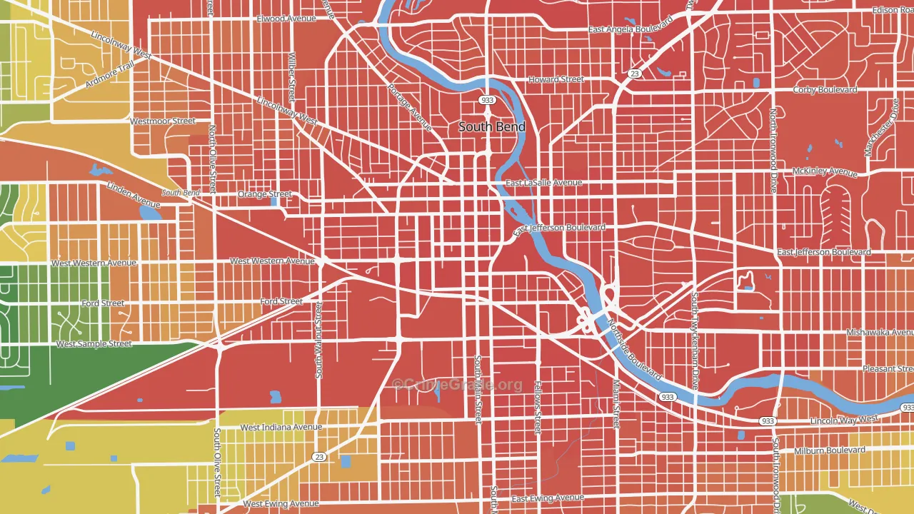 46601, IN Map of Drug-Related Crime Rates