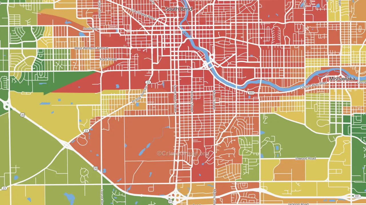 46613, IN Map of Drug-Related Crime Rates