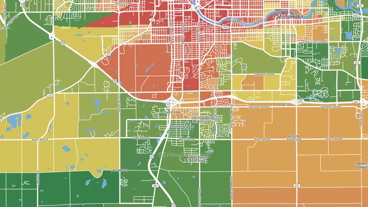 46614, IN Map of Drug-Related Crime Rates