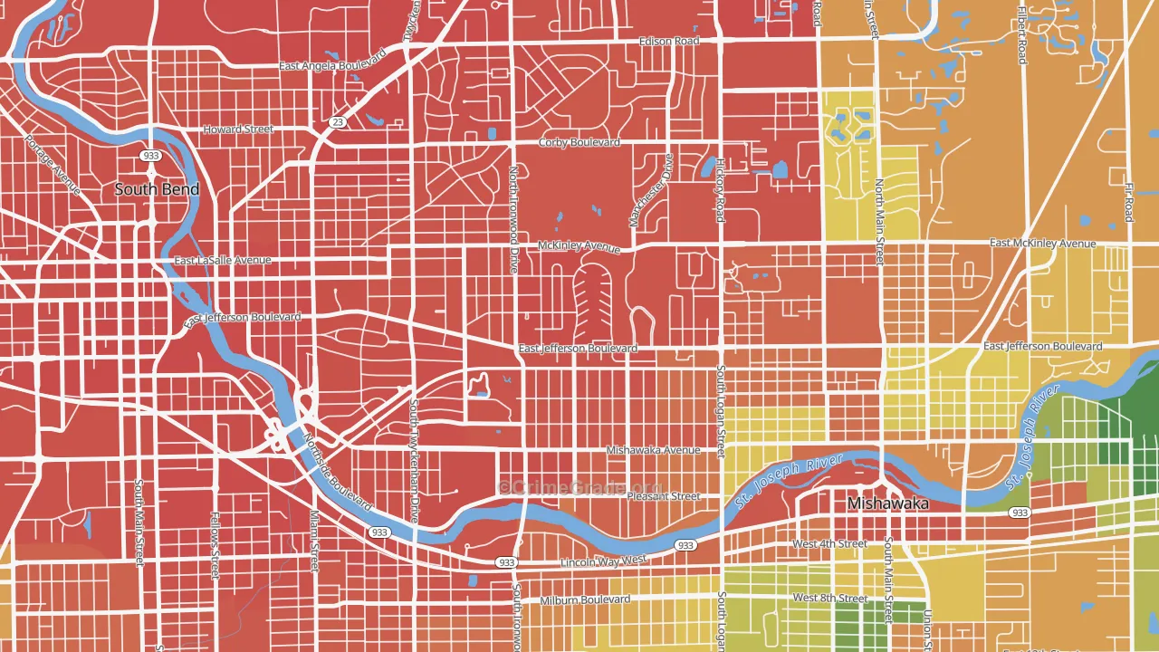 46615, IN Map of Drug-Related Crime Rates