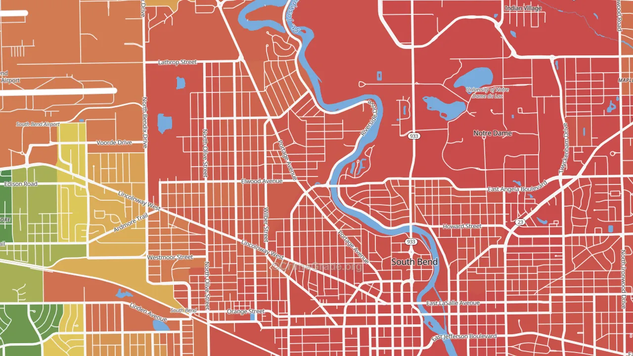 46616, IN Map of Drug-Related Crime Rates