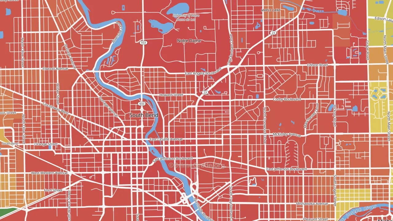 46617, IN Map of Drug-Related Crime Rates