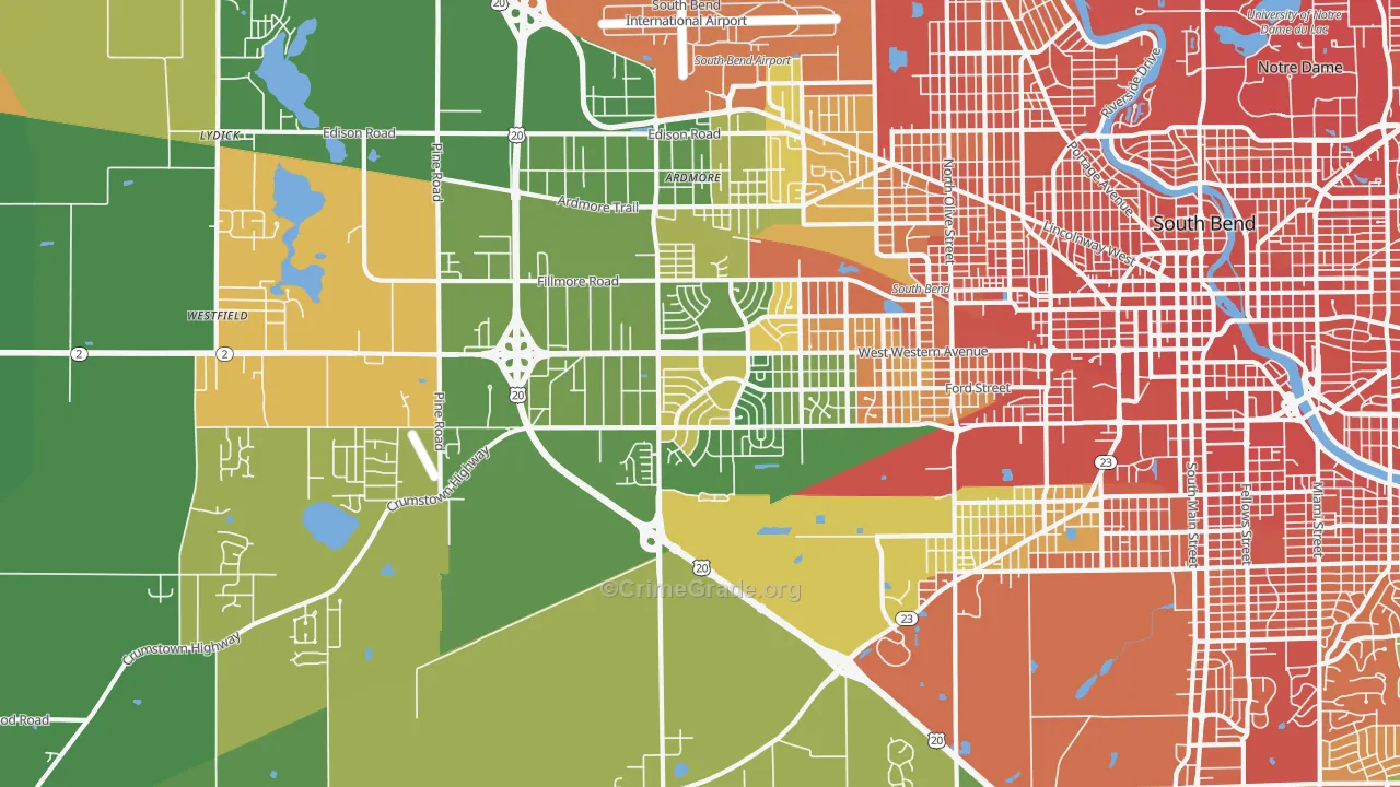 46619, IN Map of Drug-Related Crime Rates