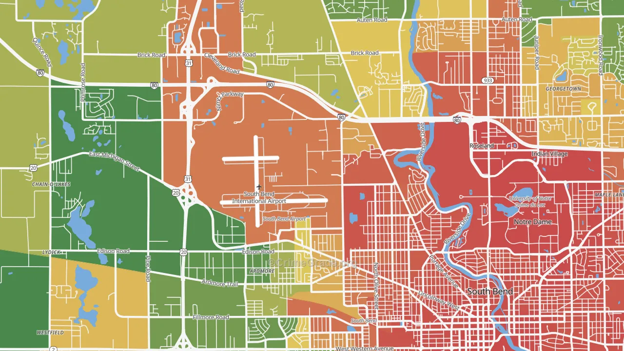 46628, IN Map of Drug-Related Crime Rates