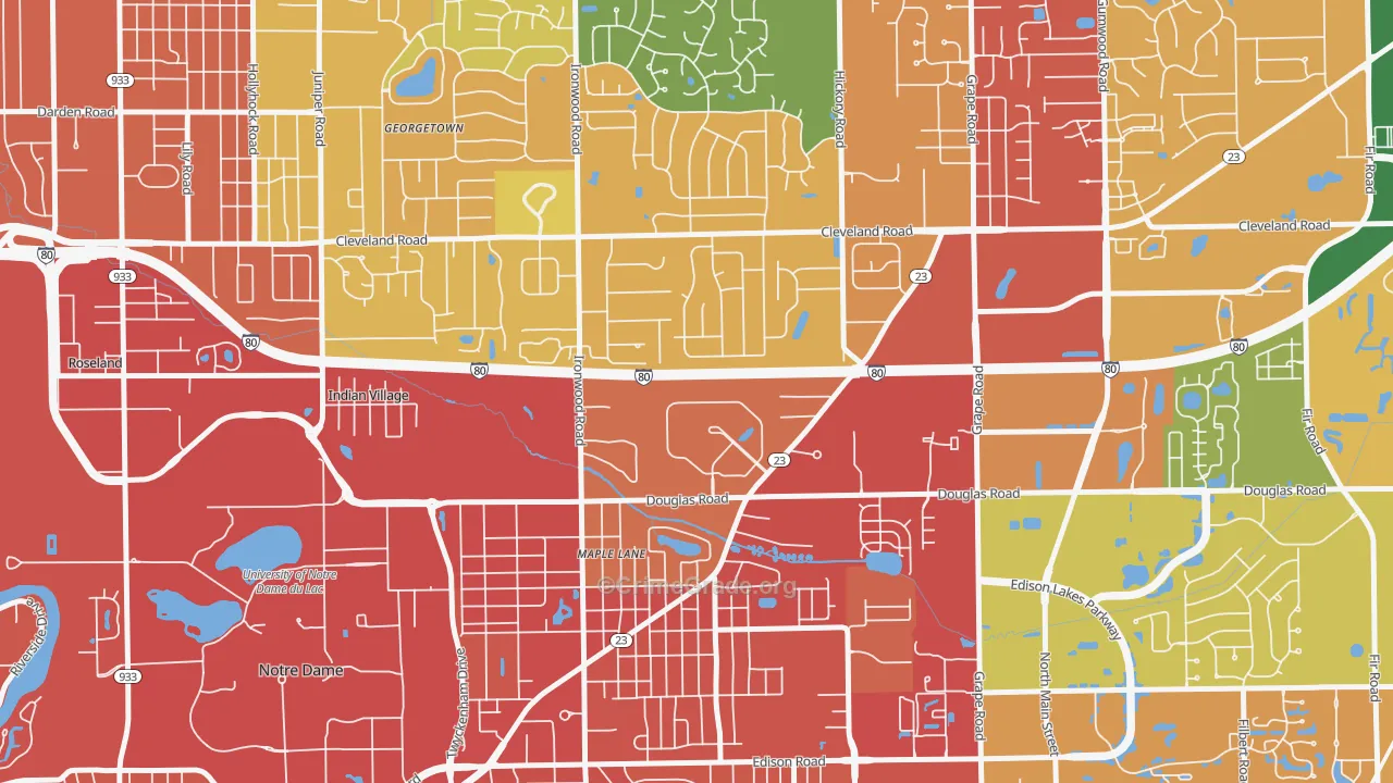 46635, IN Map of Drug-Related Crime Rates
