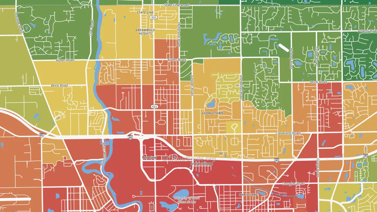 46637, IN Map of Drug-Related Crime Rates
