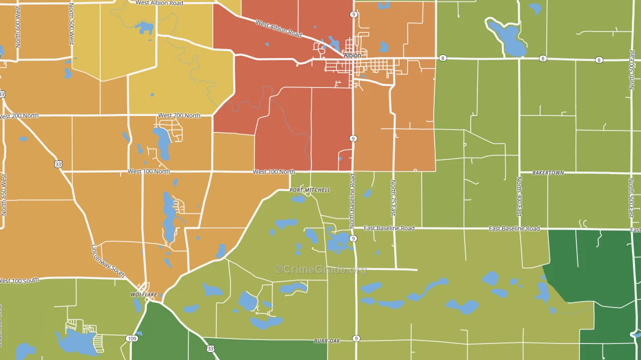 46701, IN Map of Drug-Related Crime Rates