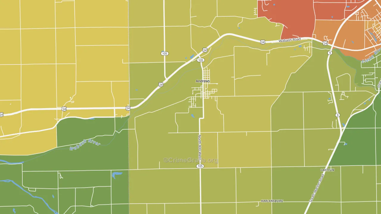 46702, IN Map of Drug-Related Crime Rates