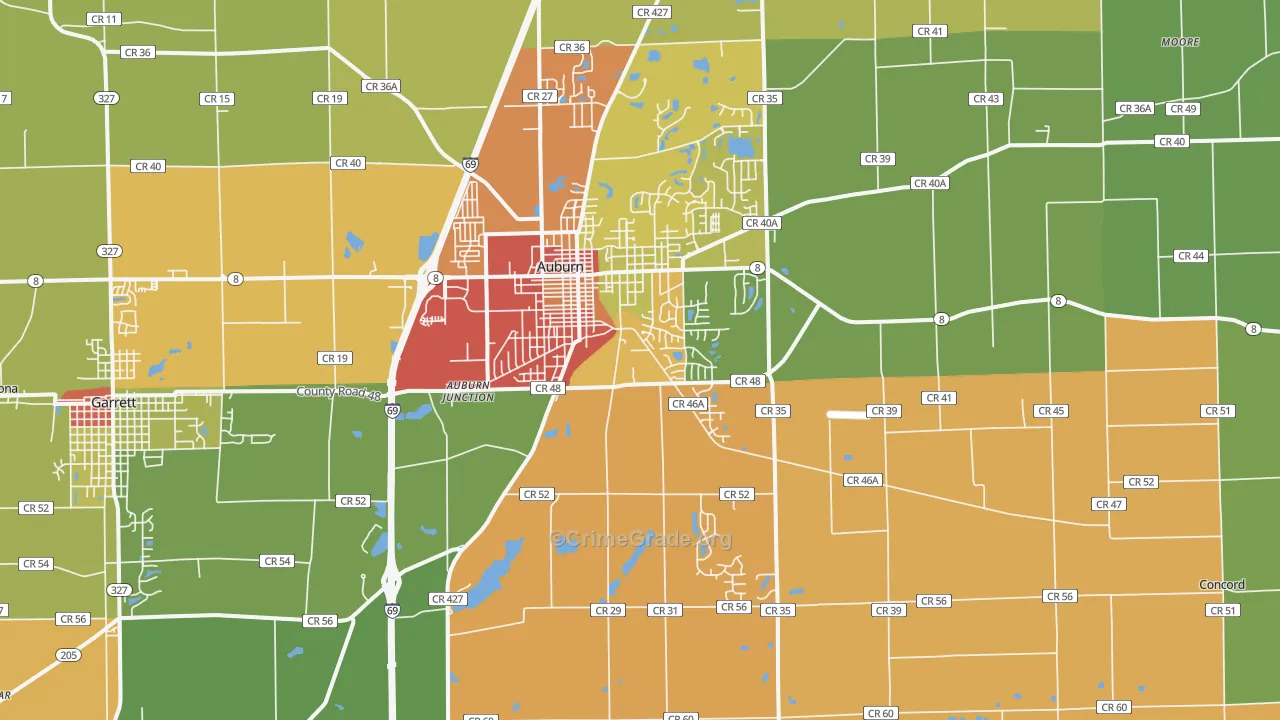 46706, IN Map of Drug-Related Crime Rates