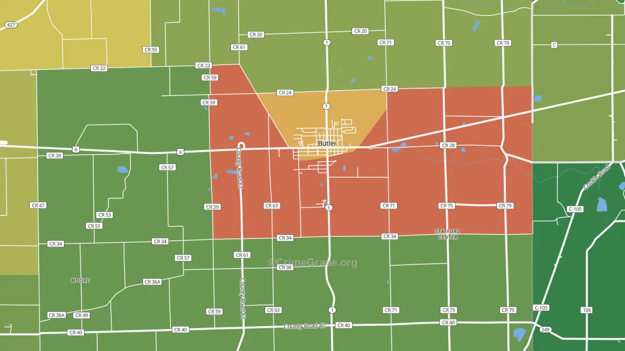 46721, IN Map of Drug-Related Crime Rates