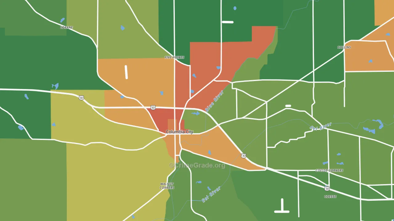 46725, IN Map of Drug-Related Crime Rates