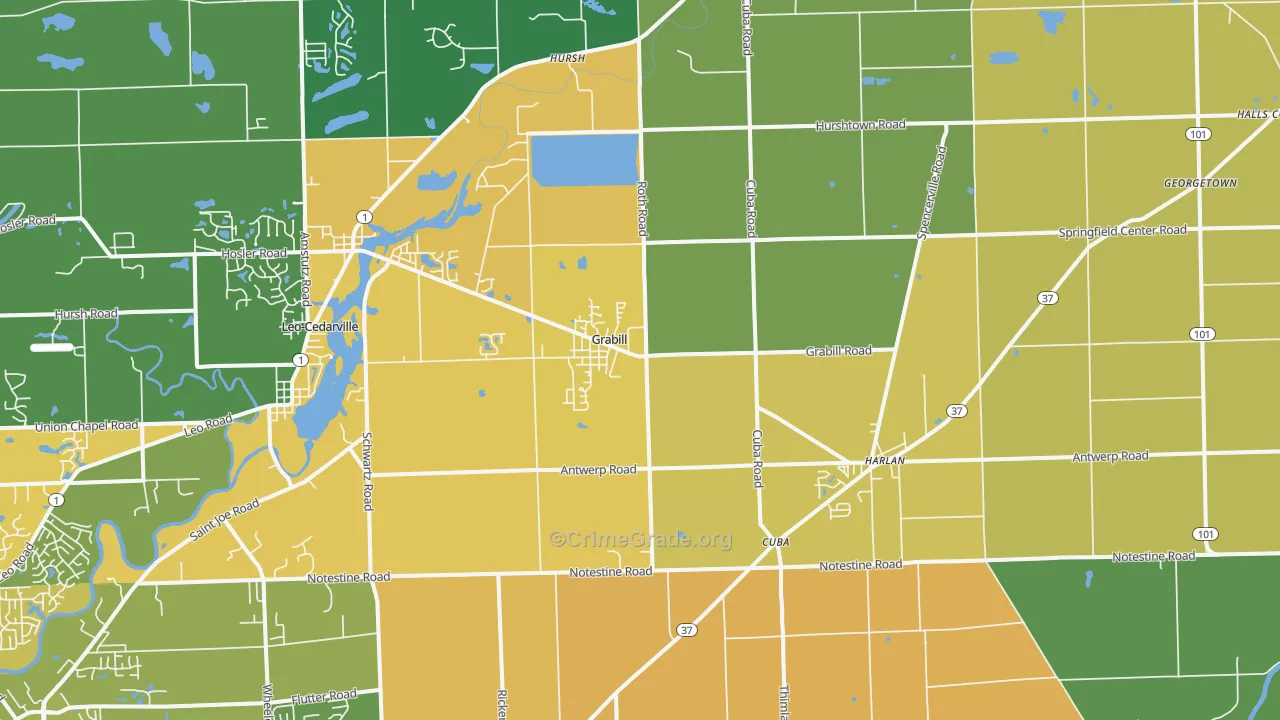 46741, IN Map of Drug-Related Crime Rates