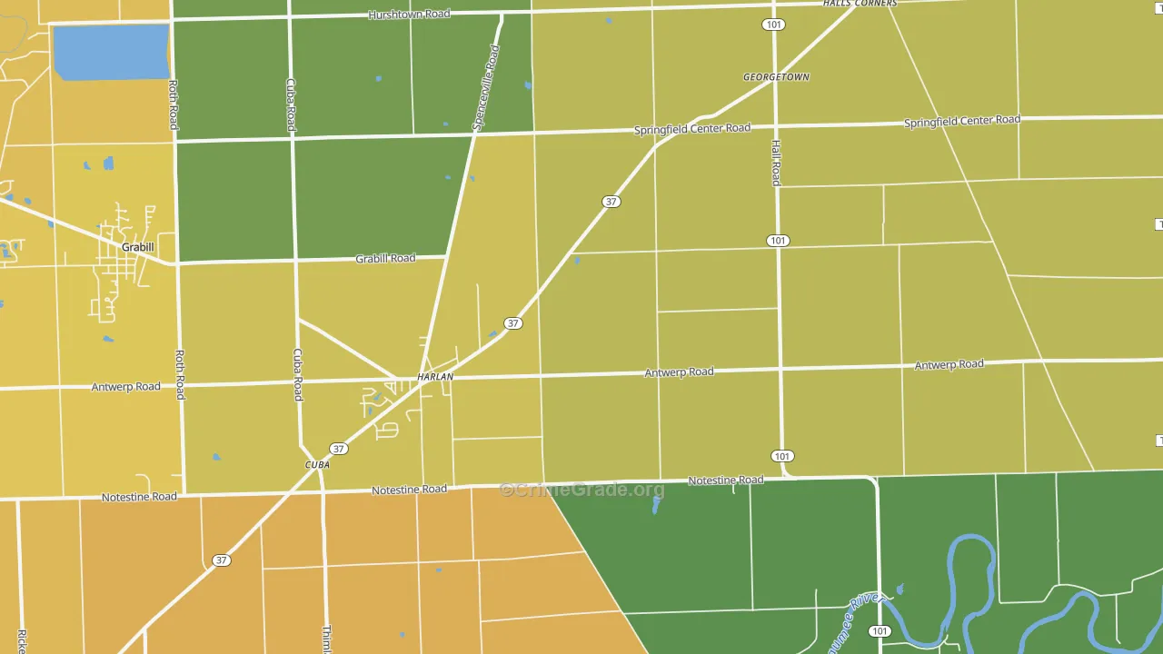 46743, IN Map of Drug-Related Crime Rates