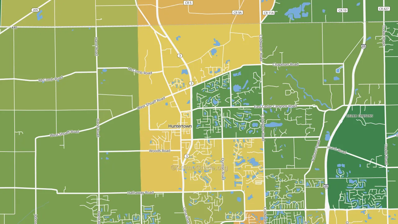 46748, IN Map of Drug-Related Crime Rates