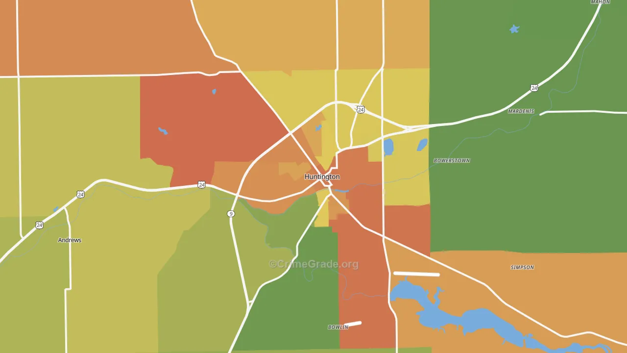 46750, IN Map of Drug-Related Crime Rates