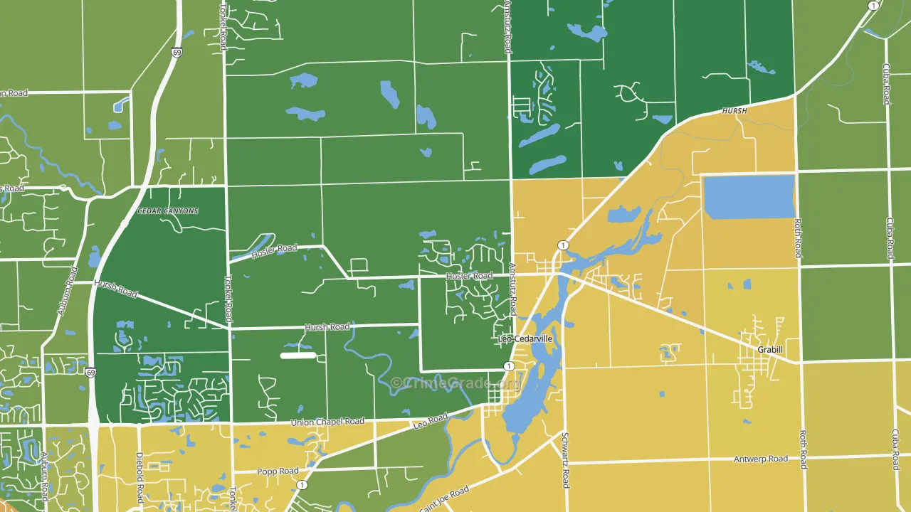 46765, IN Map of Drug-Related Crime Rates